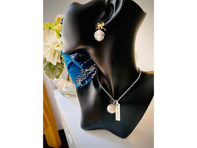 Glass Bubble with Genuine Broadway Fabric; Quote Necklace; Engraved Necklace, Initials; Personalized Jewelry; Phantom of the Opera; Wicked;