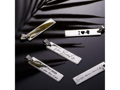 Custom; Personalized Engraved Quote Necklace; Engraved Necklace, Initials; Personalized Jewelry